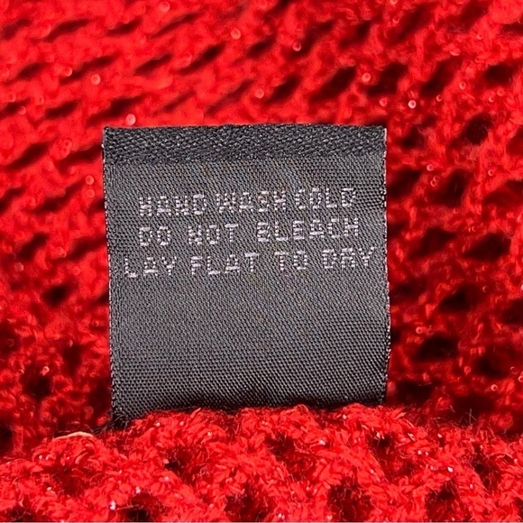 Y2K STEVE MADDEN RED GLITTER KNIT CROCHET INFINITY SCARF - Picture 11 of 11